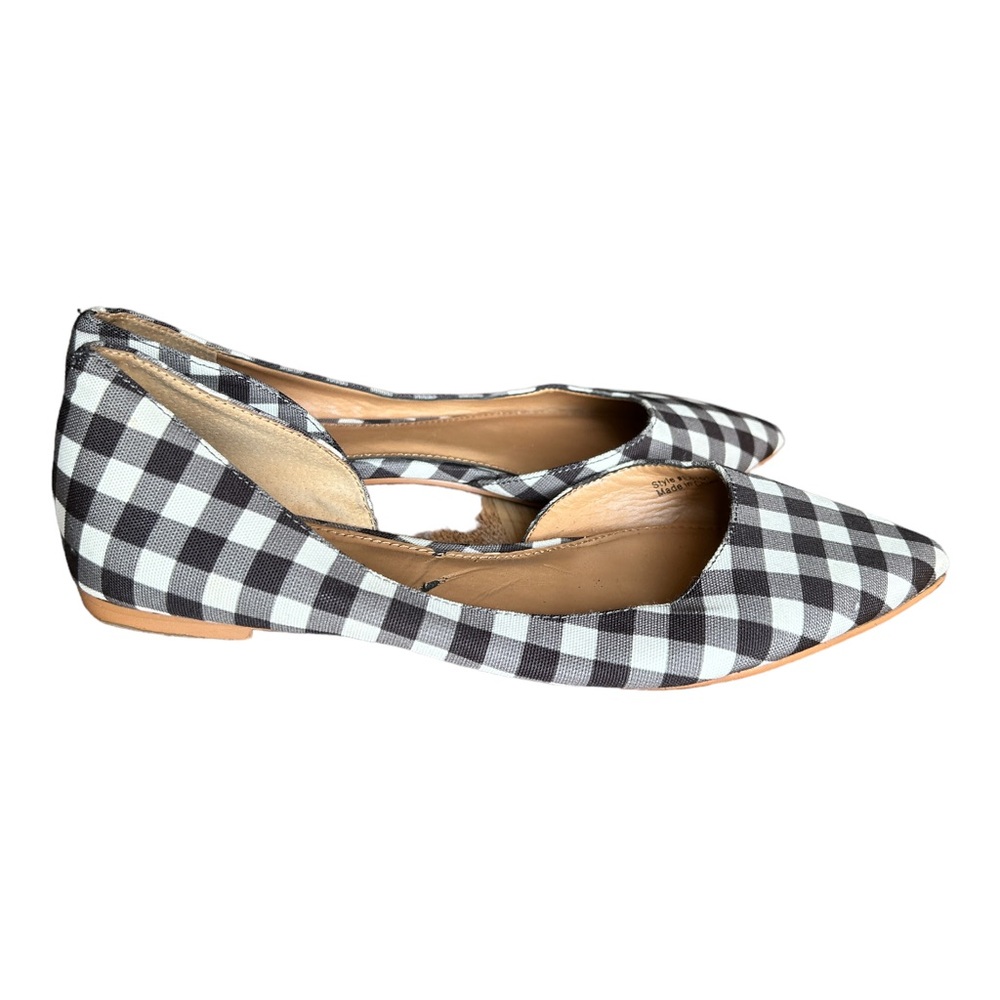 J Crew Foat Shoes Buffalo Plaid Black Whitee Womens Size 7